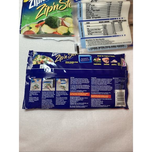 Ziploc Zip N Steam Medium Bags Microwave Steam - 1 New And 1 Partially Used - Picture 4 of 5